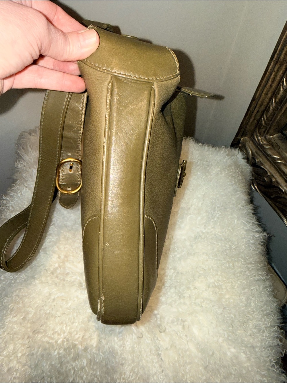 Vintage GUCCI Olive Green Leather Horsebit Flap Bag Y2K Tom Ford - Picture 11 of 16